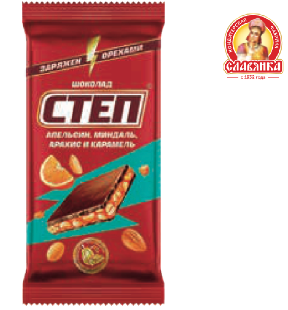 СЛВ ПЛИТ Степ c миндалем, апельсином, арахисом, карамелью фл/п 80*15